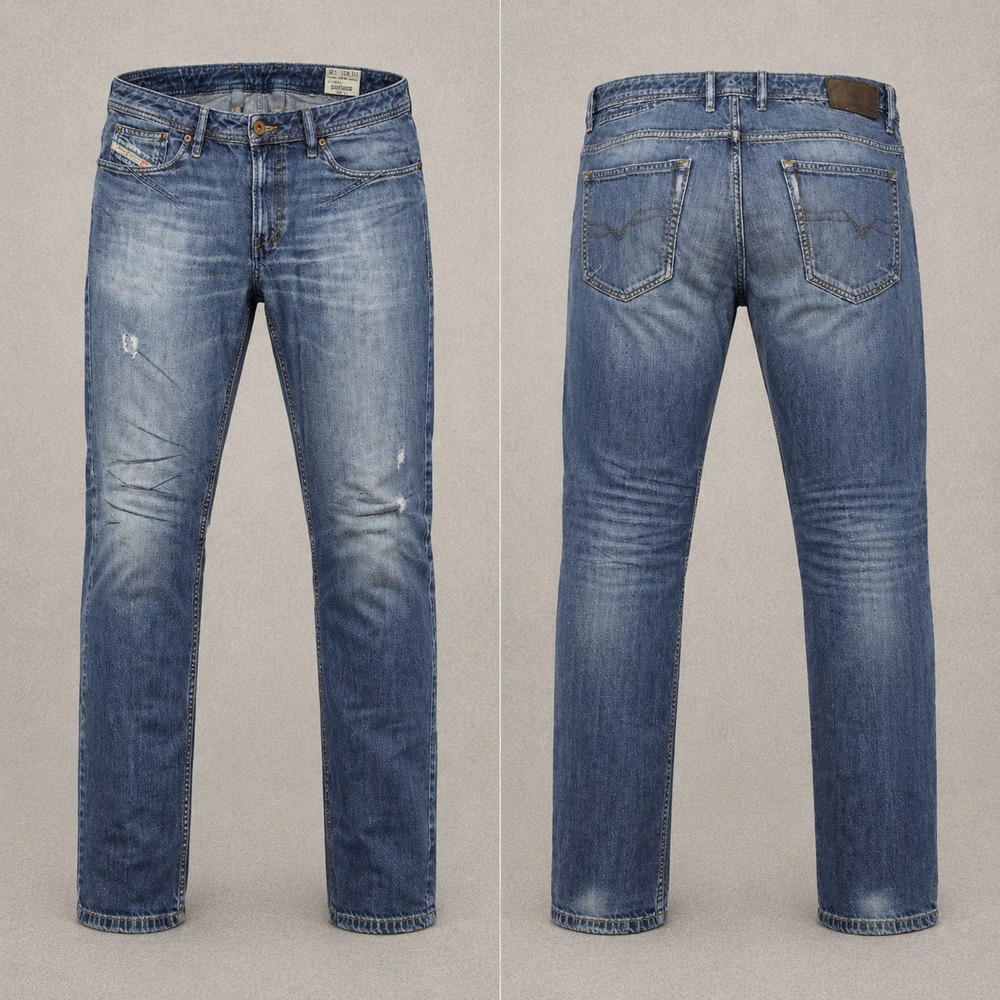 Diesel Shioner Jeans Mens 33x32 Blue Slim Skinny Distressed Denim Y2K Casual